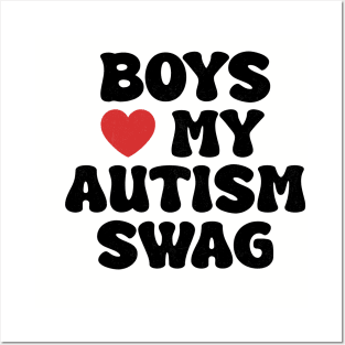 Boys Heart My Autism Swag Funny Boys Love My Autism Swag Posters and Art